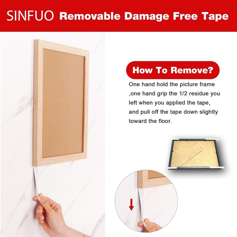 Sinfuo 48 Small Hanging Strips Refill, No Damage Adhesive Strips for Wall Hooks, Removable Picture Hanging Strips，Wall Sticky Double Sided Tape Heavy Duty Variety Pack - Image 4